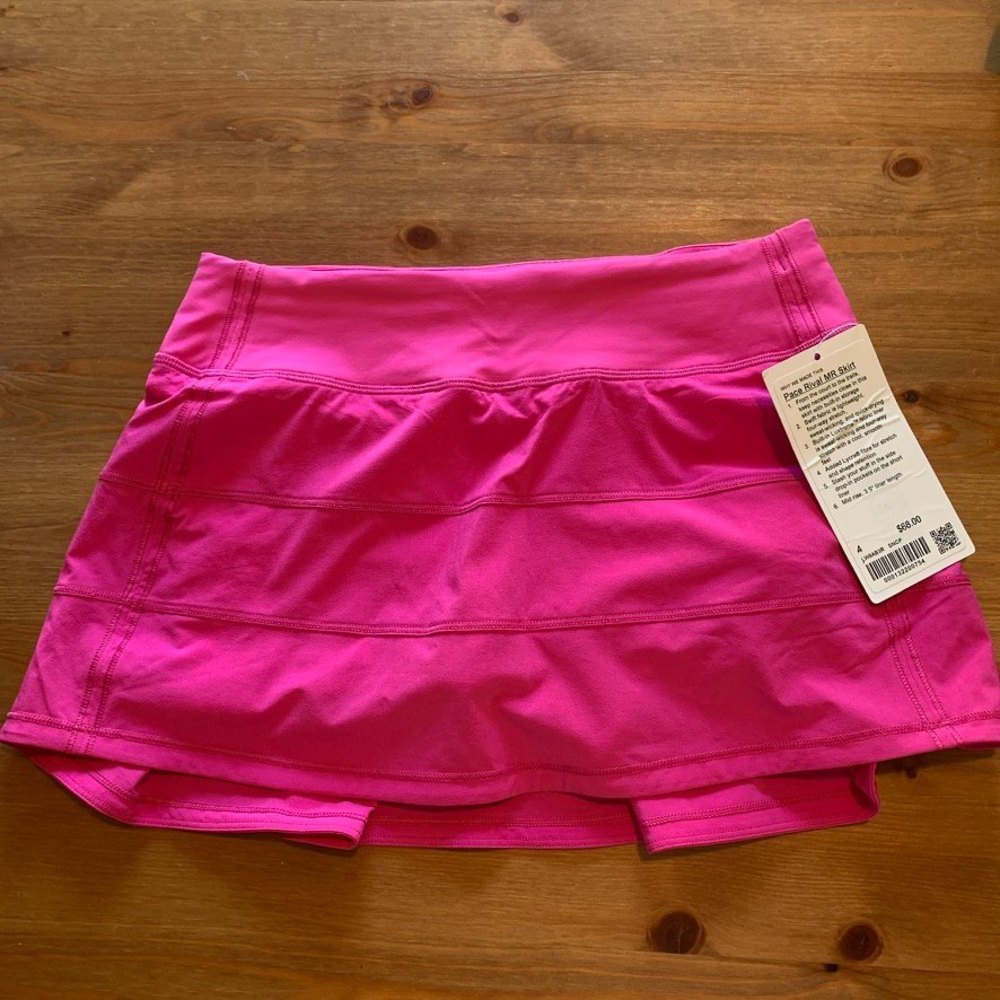 Lululemon NWT Sonic Pink Pace Rival MR Skirt